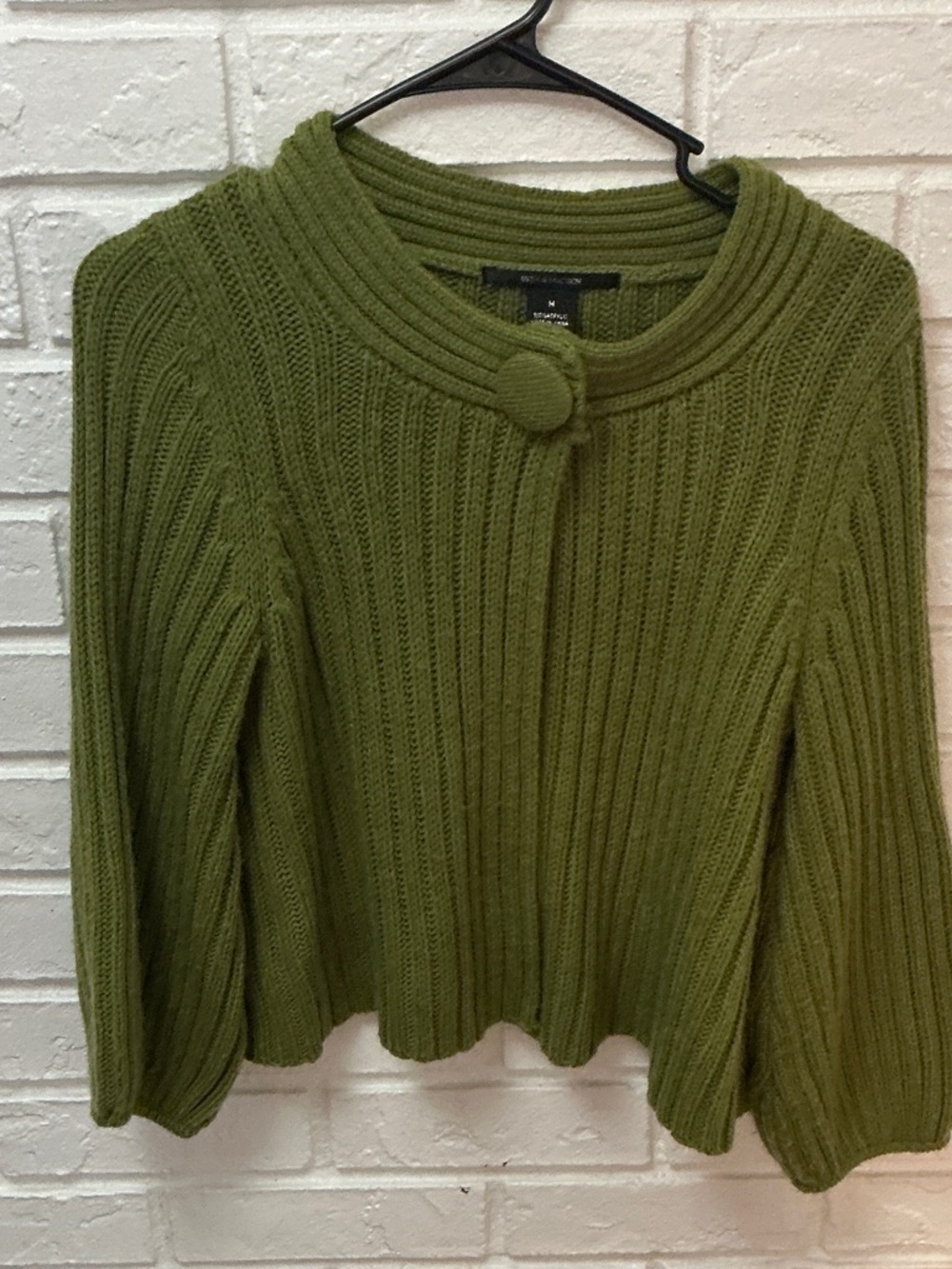 89th & Madison Olive Green Ribbed Knit Cardigan Size M